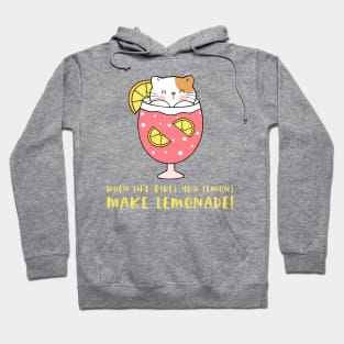 When Life Gives You Lemons Make Lemonade: Cat and Pink Drink Hoodie